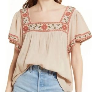 Madewell embroidered square-neck top